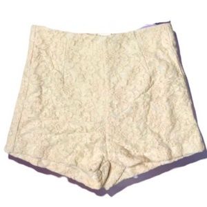 Alythea High Waist Lace Shorts, Off White, Back Zipper Closure, Size Medium, NWT